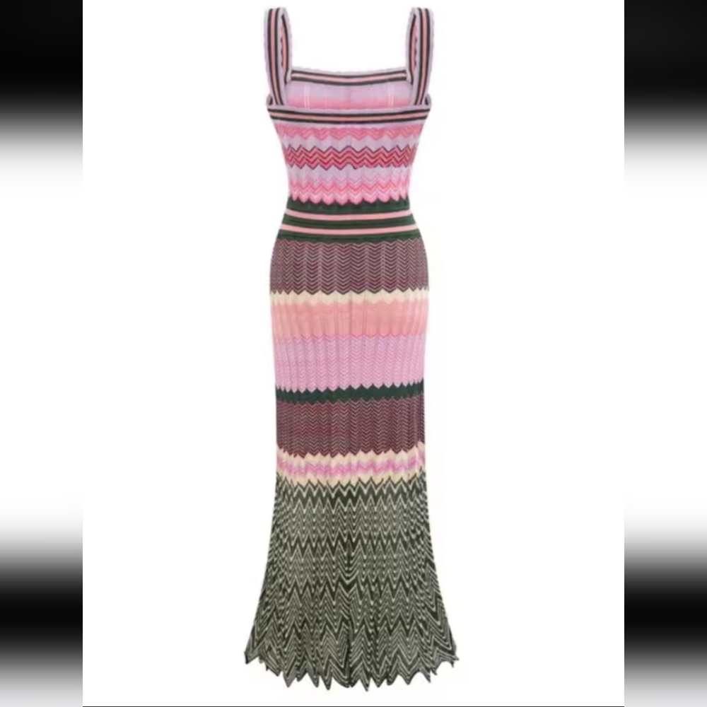 Luxury Design Knitted Dubai Arab Long Maxi Dress Women Elegant Sleeveless Vintag - Picture 6 of 6